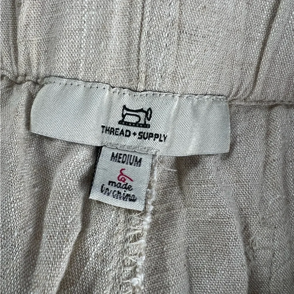 Thread & Supply linen blend‎ cropped pants frayed hem Pull on size Medium euro